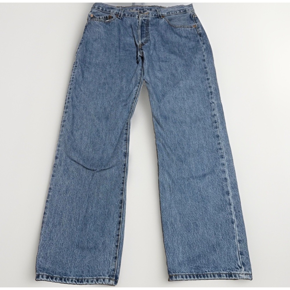 Y2K Levis 501 Mens Original Fit‎ Straight Leg Blue Denim Jeans 36x32 Button Fly